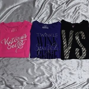 Victoria's Secret Pink, Lot Of 3, Purple, and Black Night Gowns